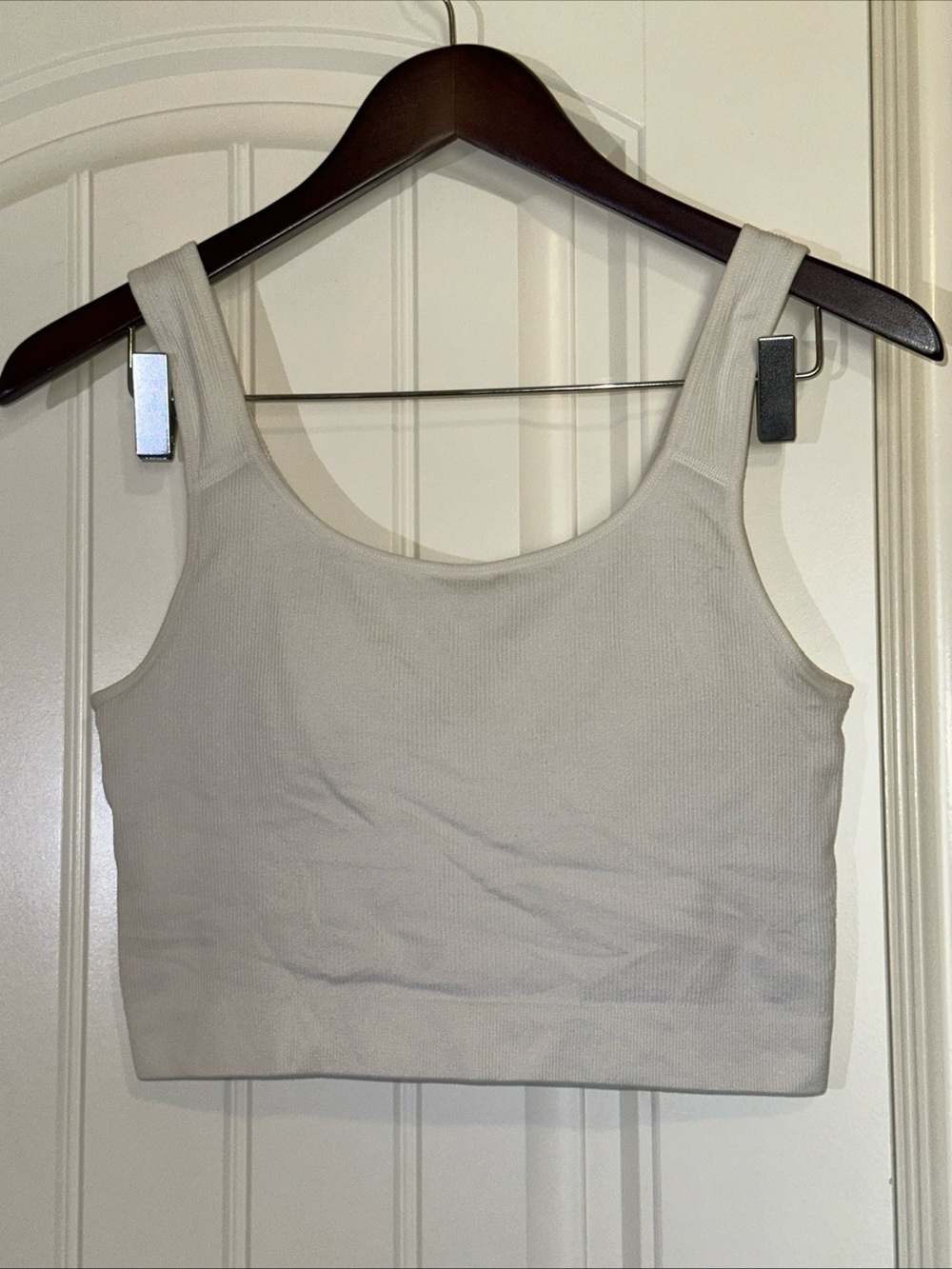 Jockey Ribbed Built-in-bra Stretch Cropped Tank Top L